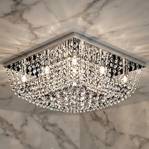 Lustre Cristal Quadrado Água Viva