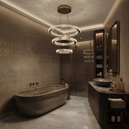 Lustre Aliança Redondo 3 Anéis Slim Dourado