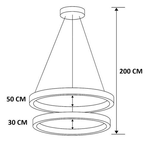 Lustre Aliança Redondo 2 Anéis Slim Dourado 50/30 Cm Led 127/220v Dourado