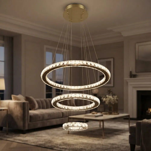 Lustre Aliança Redondo 3 Anéis Slim Dourado