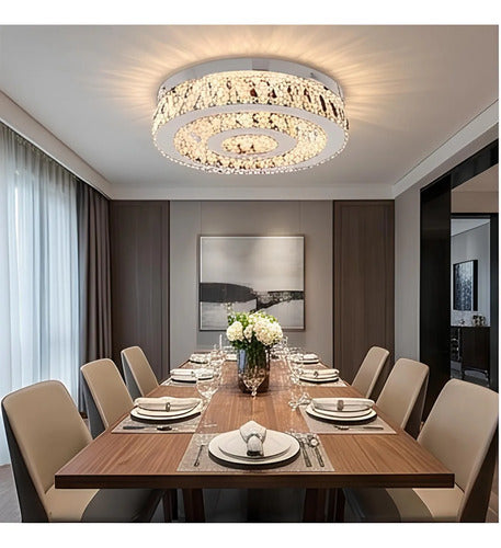 Lustre Aliança De Cristal Redondo 2 Anéis 40/20 Cm Led 127/220v Alumínio