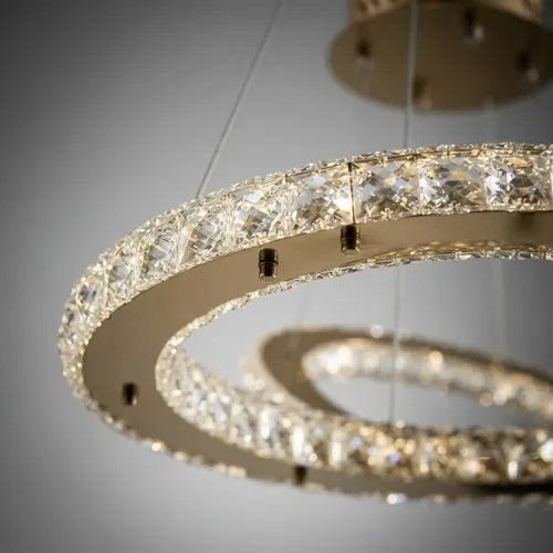 Lustre Aliança Redondo 2 Anéis Slim Dourado Led 2m Alt 127/220v Dourado