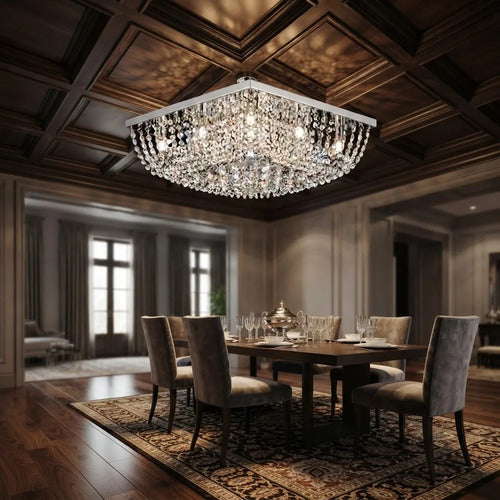 Lustre Cristal Quadrado Água Viva