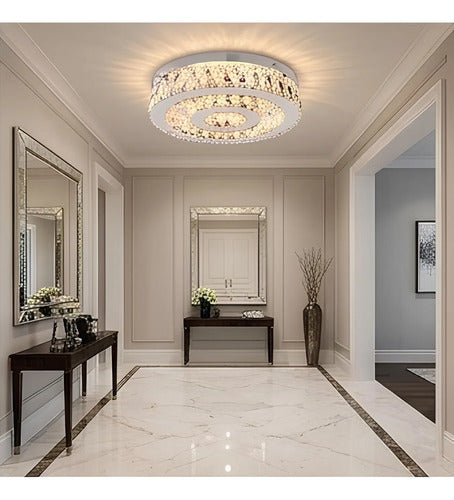 Lustre Aliança De Cristal Redondo 2 Anéis 40/20 Cm Led 127/220v Alumínio