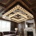 Lustre Aliança Quadrado 2 Anéis Cromado 50/30cm Led 127/220v Cromada