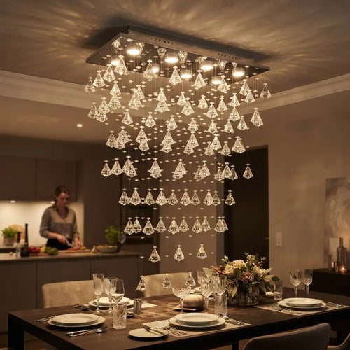 Lustre Cristal Pião Retangular