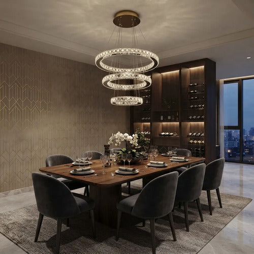 Lustre Aliança Redondo 3 Anéis Slim Dourado