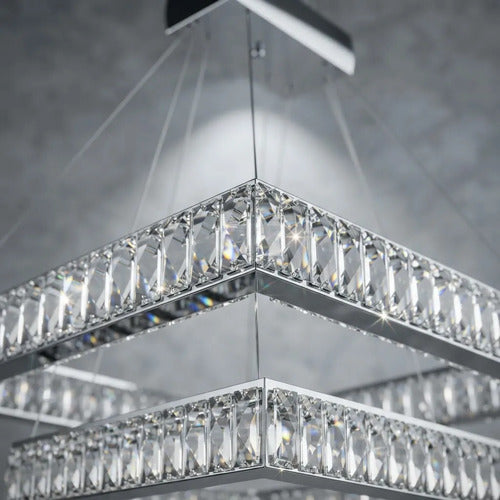 Lustre  De Cristal Aliança Quadrado 3 Anéis Gold Rose