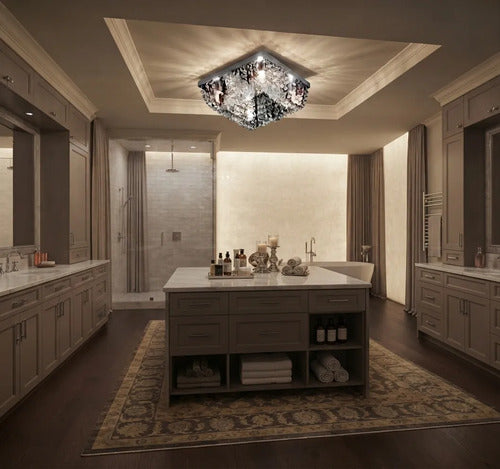 Lustre de Cristal Quadrado Pudim