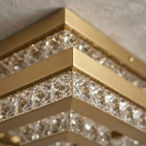 Lustre Aliança Quadrado 2 Anéis Slim Dourado