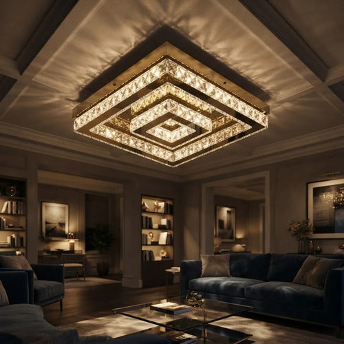 Lustre Aliança Quadrado 2 Anéis Slim Dourado