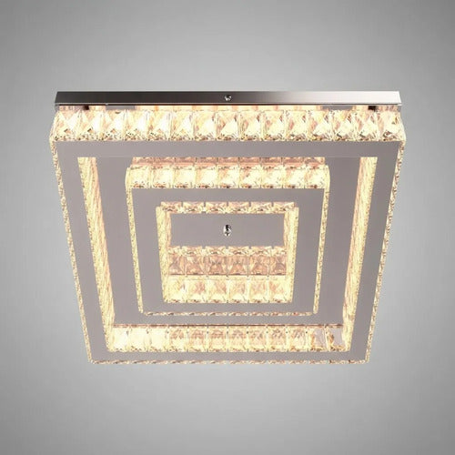Lustre Aliança Quadrado 2 Anéis Cromado 50/30cm Led 127/220v Cromada