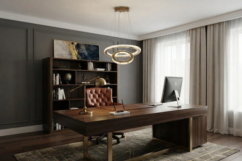 Lustre Aliança Redondo 2 Anéis Slim Dourado Led 2m Alt 127/220v Dourado