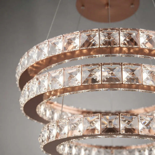 Lustre De Cristal Tres Alianças Rose Gold