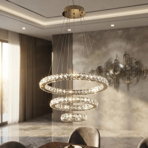 Lustre Aliança Redondo 3 Anéis Dourado