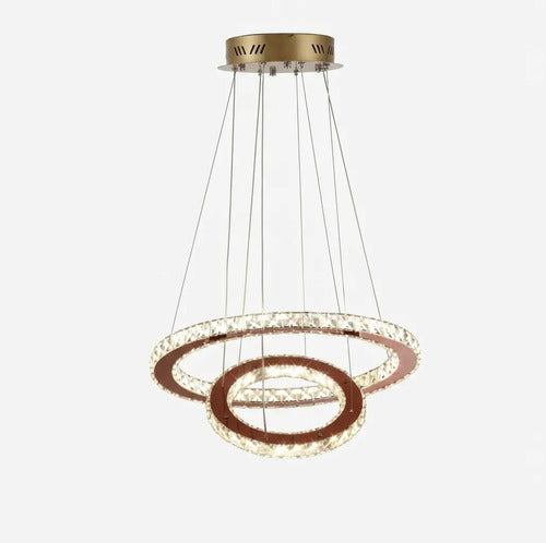 Lustre Aliança Redondo 2 Anéis Slim 50/30cm X 1,20 Alt Led 127/220v Gold Rose