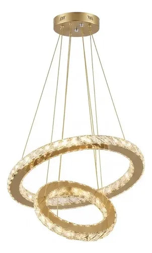 Lustre Aliança Redondo 2 Anéis Slim Dourado 50/30 Cm Led 127/220v Dourado