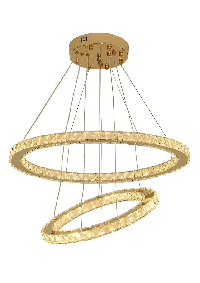 Lustre Aliança Redondo 2 Anéis Slim Dourado