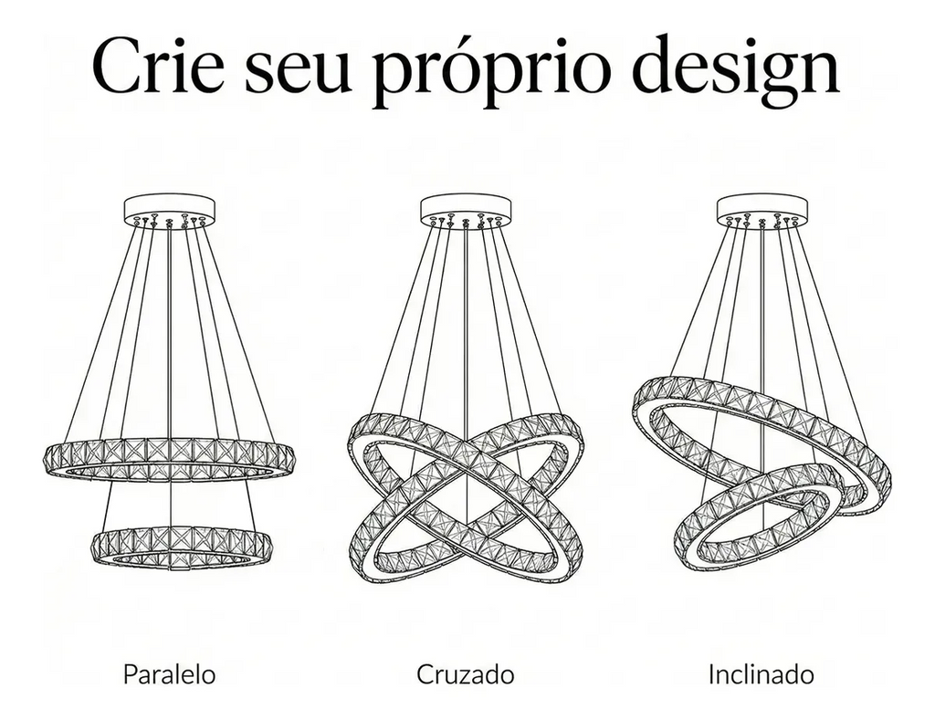 Lustre Aliança Redondo 2 Anéis Slim Dourado