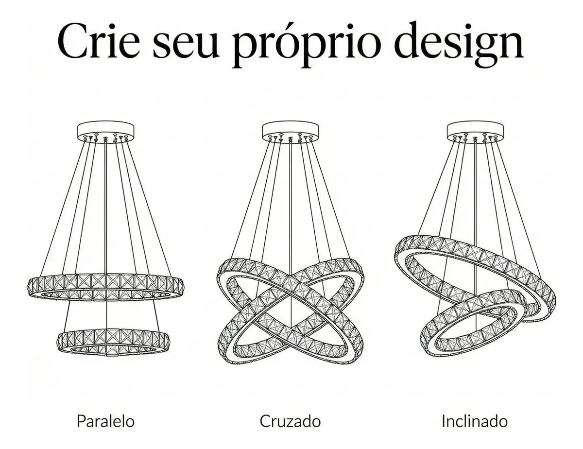 Lustre Aliança Redondo 2 Anéis Slim Dourado