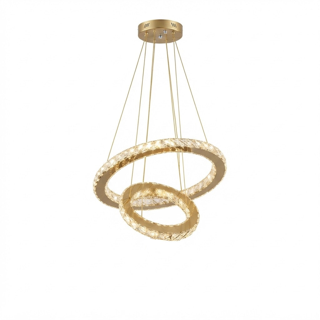 Lustre Aliança Redondo 2 Anéis Slim Dourado