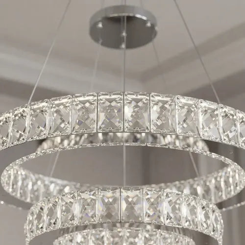 Lustre Cristal Aliança Redondo 3 Anéis
