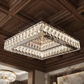Lustre Aliança De Cristal Quadrado 40cm Led 23w 3000k Plafon 127/220v Alumínio