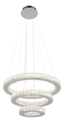 Lustre Cristal Aliança Redondo 3 Anéis