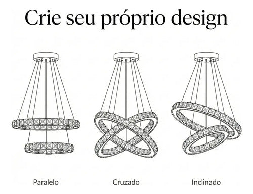 Lustre Aliança Redondo 2 Anéis Slim Dourado 50/30 Cm Led 127/220v Dourado