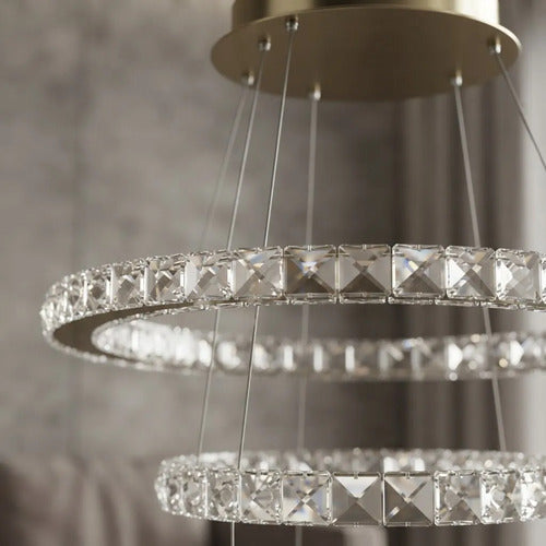 Lustre Aliança Redondo 3 Anéis Slim Dourado