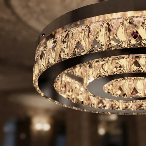 Lustre Cristal Aliança Redondo Dourado Brilhante