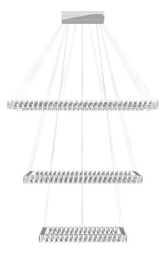 Lustre  De Cristal Aliança Quadrado 3 Anéis Gold Rose
