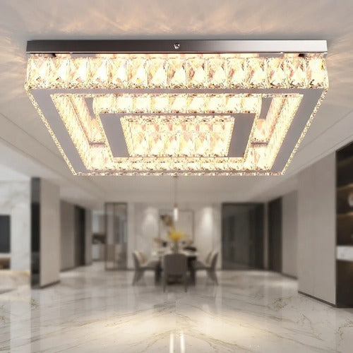 Lustre Aliança Quadrado 2 Anéis 40/20 Cm Led Alto Padrão 127/220v Alumínio