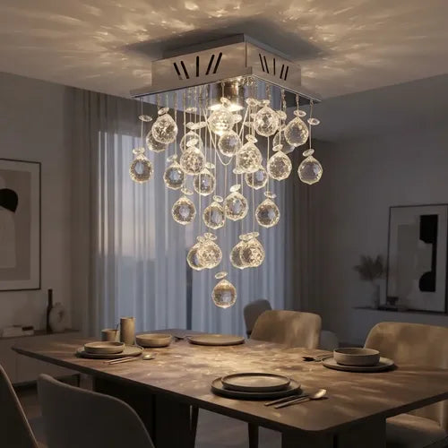 Lustre Quadrado Cristal bola