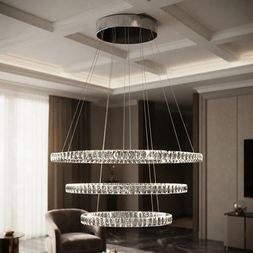 Lustre Cristal Aliança Redondo 3 Anéis Slim Espelhado