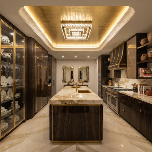 Lustre Aliança Quadrado 2 Anéis Slim Dourado