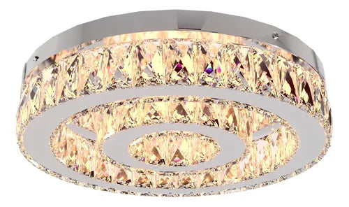 Lustre Aliança De Cristal Redondo 2 Anéis 40/20 Cm Led 127/220v Alumínio