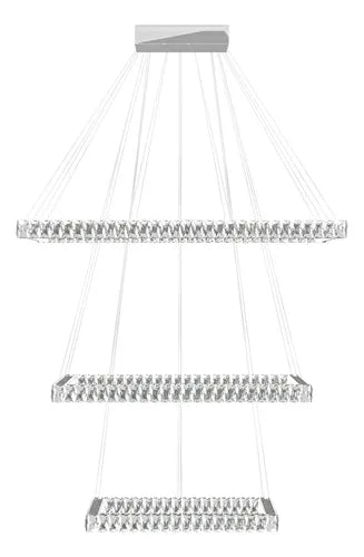 Lustre Aliança Quadrado 3 Anéis Gold Rose 60/40/20 Cm Led 127/220v Golde Rose