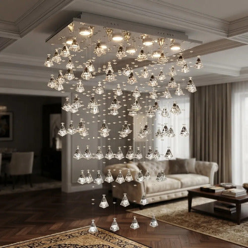 Lustre Cristal Pião Retangular
